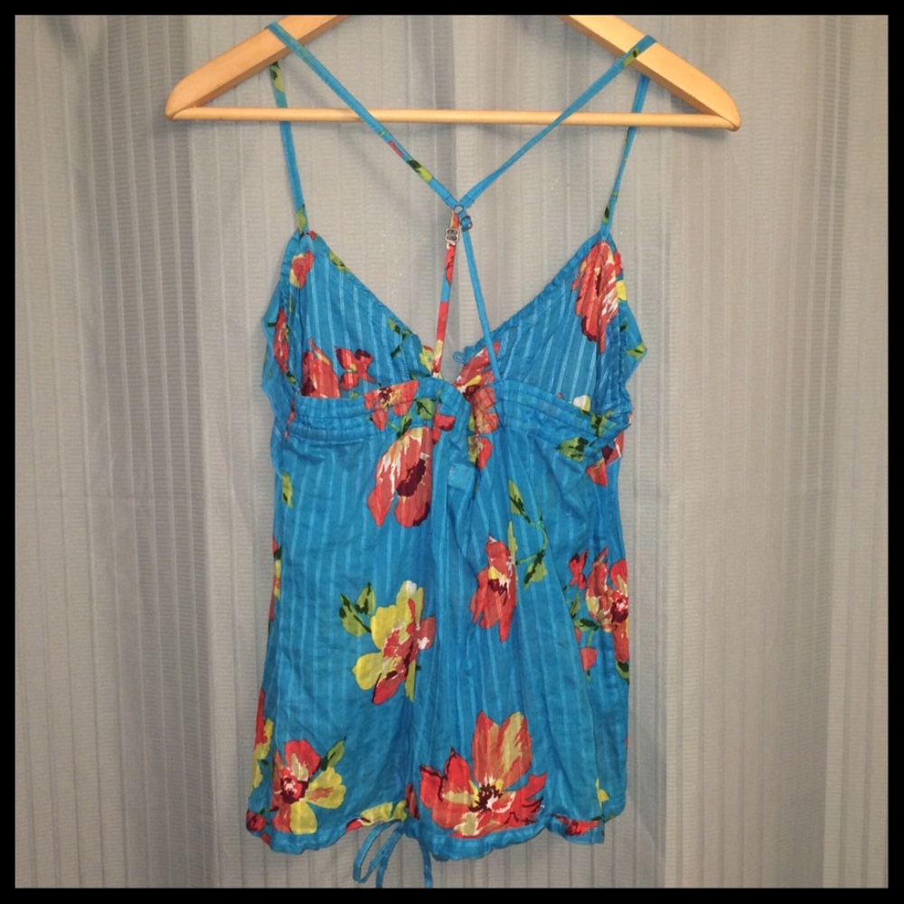 πΊHOST PICKπΊ Blue Hawaiian Halter Blouse - Picture 8 of 8